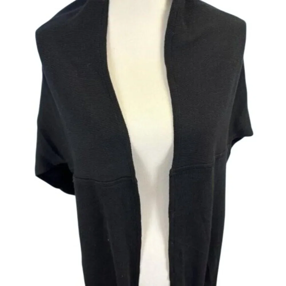 Made in INDIA Black POM Fur Sweater Poncho Drape Shawl sizes Medium & Large